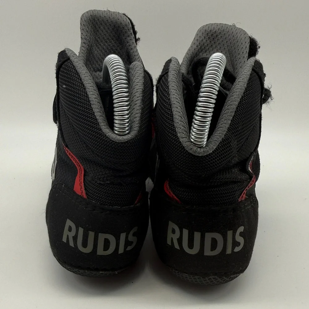 RUDIS Colt 4.0 Wrestling Shoes Youth 5Y Black Red High Top Mat Shoes 5Y